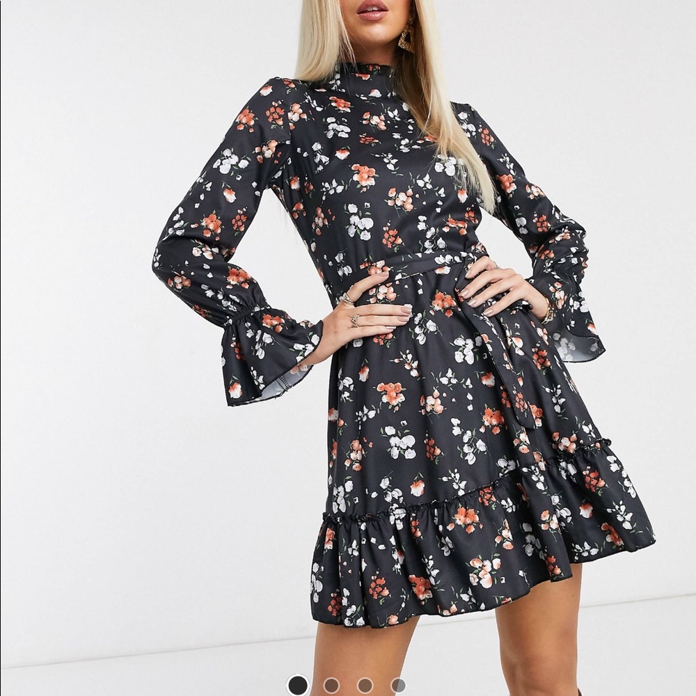 Floral dress high neck